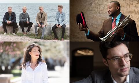 Danish String Quartet, Sean Jones, Timo Andres and Beatrice Rana (clockwise from top left)